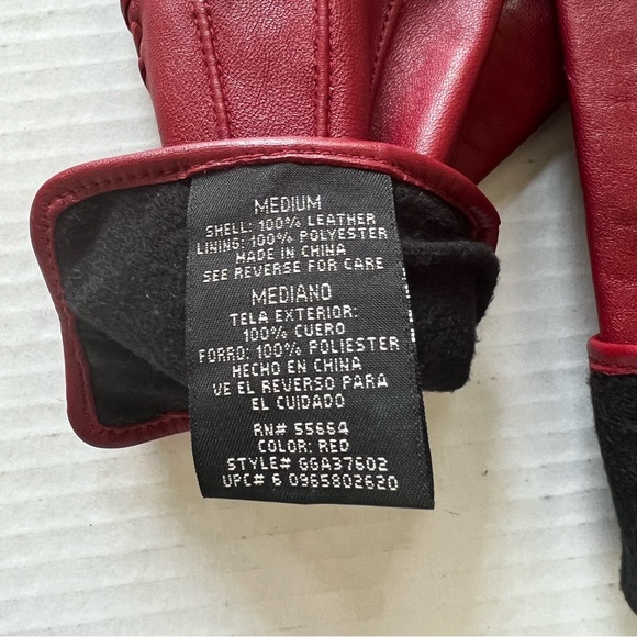 Burgundy Soft Napa leather Women’s gloves, with side-laced up-detail. (M) 7/7.5” - Picture 11 of 12